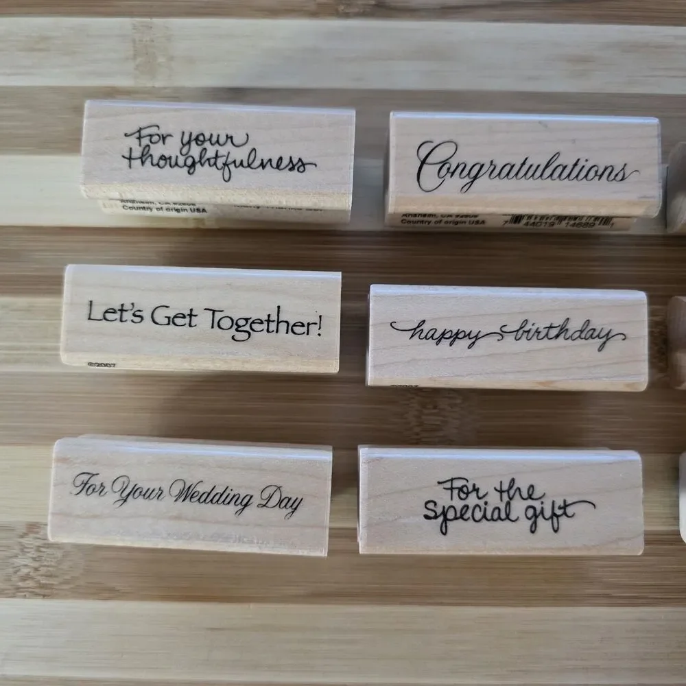 STAMPENDOUS! Sentiment Phrase Word Special Message Wooden Rubber Stamps LOT of 9